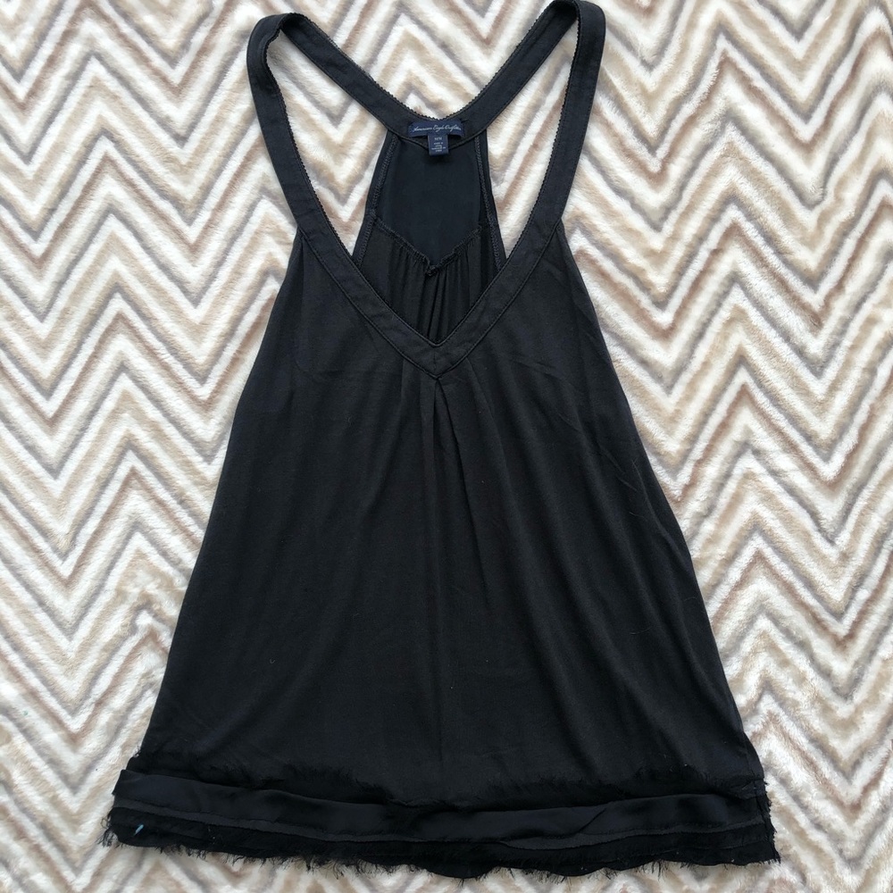 AE Black Top with Fringe - Size M